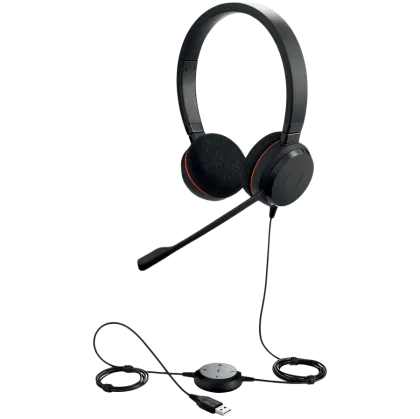 JABRA EVOLVE 20 MS Stereo USB Headband, Noise cancelling, USB connector, with mute-button and volume control on the cord, with foam ear cushion, Microsoft optimized