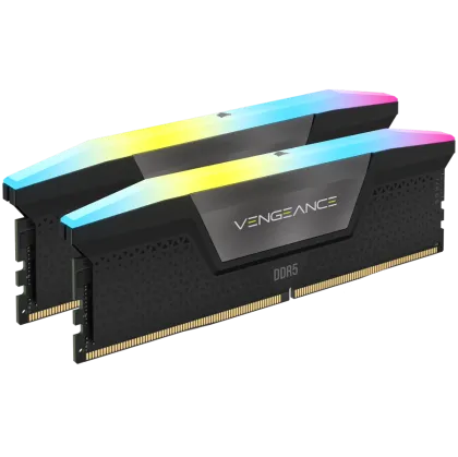 Corsair DDR5, 5600MT/s 32GB 2x16GB DIMM, Unbuffered, 40-40-40-77, XMP 3.0, VENGEANCE RGB DDR5 Black Heatspreader, RGB LED, 1.25V