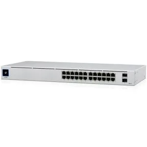 UBIQUITI Standard 24 PoE; (16) GbE PoE+, (8) porturi GbE; (2) porturi 1G SFP; Disponibilitate totală PoE de 95 W; Răcire fără ventilator, silențioasă.