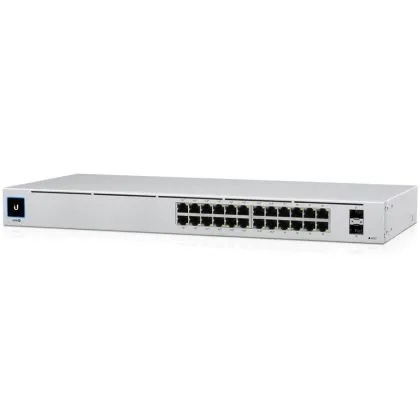 UBIQUITI Standard 24 PoE; (16) GbE PoE+, (8) porturi GbE; (2) porturi 1G SFP; Disponibilitate totală PoE de 95 W; Răcire fără ventilator, silențioasă.
