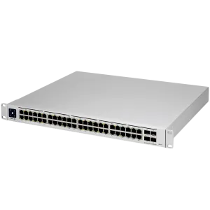 Switch Ubiquiti Layer 3 cu (48) porturi GbE RJ45 și (4) porturi 10G SFP+.