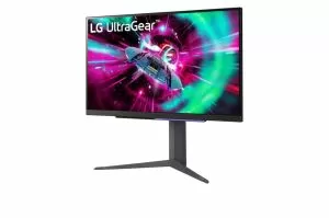 Monitor LG 27GR93U-B, 27", UltraGear IPS 1ms, AG, UHD 4K (3840x2160), 144Hz, HDR 400, 1000:1, 400cd/m2, DCI-P3 95%, USB3.0 (1up/2down), VRR , AMD Free-sync, NVIDIA G-Sync, HDMI, DisplayPort, înălțime reglabilă, pivotare, înclinare, ieșire căști, negru