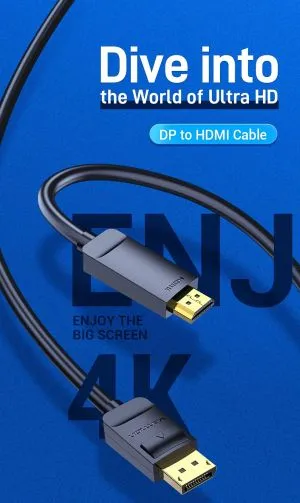 Cablu Vention Cablu DisplayPort la HDMI 3.0m - 4K, placat cu aur - HAGBI