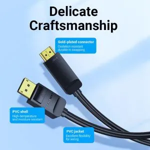 Cablu Vention Cablu DisplayPort la HDMI 3.0m - 4K, placat cu aur - HAGBI