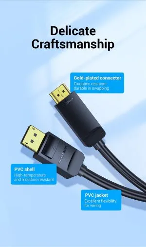 Cablu Vention Cablu DisplayPort la HDMI 3.0m - 4K, placat cu aur - HAGBI