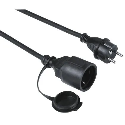 Prelungitor cablu de alimentare HAMA Outdoor, Outdoor, Shuko mascul - Shuko femela, 5 m, IP44, Negru
