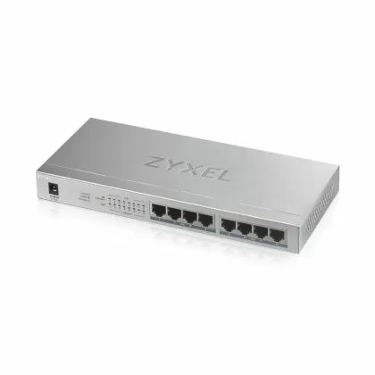 Switch ZyXEL GS1008-HP, 8 Port Gigabit PoE+ unmanaged desktop Switch, 8 x PoE, 60 Watt