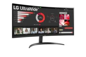 Monitor LG 34WR50QK-B, 34" UltraWide Curved, AG, VA, 5ms, 1ms MBR, 3000:1, 300 cd/m2, 21:9, WQHD 3440x1440, HDR 10, sRGB 99%, HDMI1, FreeSyncz, HDMI1, FreeSync DisplayPort, înclinare, modul cititor, PBP, ieșire căști, negru