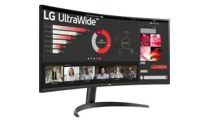 Monitor LG 34WR50QK-B, 34" UltraWide Curved, AG, VA, 5ms, 1ms MBR, 3000:1, 300 cd/m2, 21:9, WQHD 3440x1440, HDR 10, sRGB 99%, HDMI1, FreeSyncz, HDMI1, FreeSync DisplayPort, înclinare, modul cititor, PBP, ieșire căști, negru