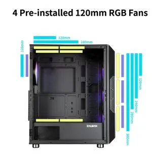 Zalman Case ATX - I3 NEO Black - RGB, Mesh