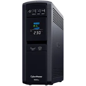 CyberPower UPS AVR, 1600VA/1000W, Line-Interactive, LCD display, Sine Wave output (for Active PFC ), 6x Schuko, Runtime at 500W ( min ):9.7 Surge and Spike protection; slot SNMP card; CP1600EPFCLCD