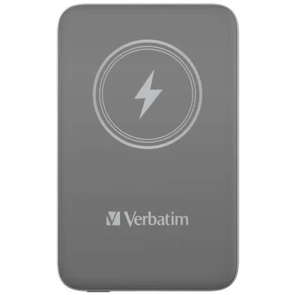 Външна батерия Verbatim MCP-10GY Power Pack 10000 mAh with UBS-C PD 20W / Magnetic Wireless Charging 15W Grey