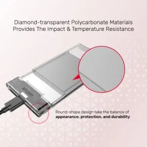 Unitek прозрачна външна кутия за диск Storage Case - DiskGuard Limpid R - 2.5 inch USB 3.0 transparent - S1103A