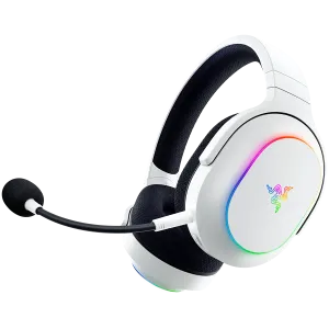 Razer Barracuda X Chroma, Gaming Headset, White, Oval Ear Cushions, 2.4 GHz Wireless / Bluetooth, Breathable Fabric with Memory Foam Cushions, Detachable Razer™ HyperClear Cardioid Mic, 7.1 Surround sound: Only available on Windows 10 64-bit (or higher)