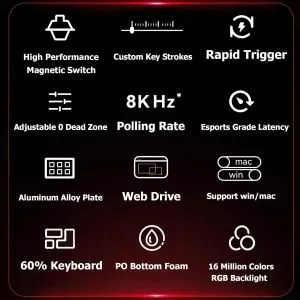 Madlions Professional Gaming Mechanical Keyboard MAD 68 HE Flagship - 8K, Magnetic Amber Pro Switches - White