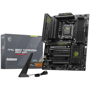 MSI MAG B850 TOMAHAWK MAX WIFI, ATX, Socket AM5, 4x DDR5 Dual Channel DDR5 up to 8400(OC)MHz, 3x PCIe 3.0 x16 slot, 4x M.2 slot, 4x USB 2.0, 1x USB 5Gbps, 2x USB 10Gbps, 3x USB 10Gbps Type-C, HDMI, 7.1 HD Audio, 5G LAN, WiFI 7, BT, 3Y