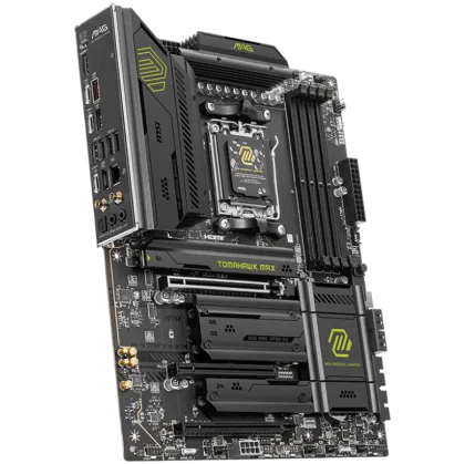 MSI MAG B850 TOMAHAWK MAX WIFI, ATX, Socket AM5, 4x DDR5 Dual Channel DDR5 up to 8400(OC)MHz, 3x PCIe 3.0 x16 slot, 4x M.2 slot, 4x USB 2.0, 1x USB 5Gbps, 2x USB 10Gbps, 3x USB 10Gbps Type-C, HDMI, 7.1 HD Audio, 5G LAN, WiFI 7, BT, 3Y