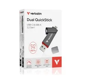 Твърд диск Verbatim Dual QuickStick USB-C & USB-A USB 3.2 Gen 1 512GB