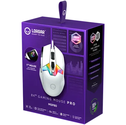 LORGAR MSP80, 8000 Hz Gaming Mouse Pro, White