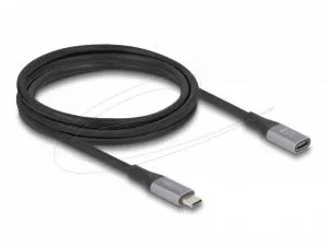 Delock USB 40 Gbps Extension Cable USB Type-C™ male to female PD 3.1 240 W 2 m grey metal