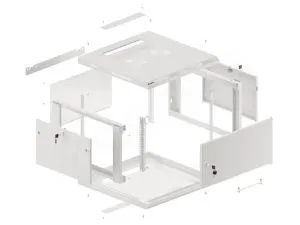 Комуникационен шкаф Lanberg rack cabinet 19" wall-mount 6U/600x600 for self-assembly with metal door grey (flat pack)