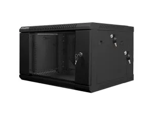 Комуникационен шкаф Lanberg rack cabinet 19" double-section wall-mount 6U / 600x600 for self-assembly (flat pack), black
