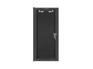 Комуникационен шкаф Lanberg rack cabinet 10" wall-mount 12U/280x310 (flat pack) with glass door black