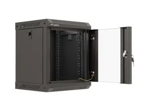 Комуникационен шкаф Lanberg rack cabinet 10" wall-mount 6U/300x300 (flat pack) with glass door black