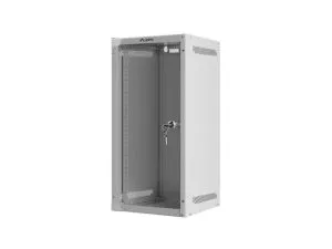 Комуникационен шкаф Lanberg rack cabinet 10" wall-mount 12U/280x310 for self-assembly with glass door grey (flat pack)