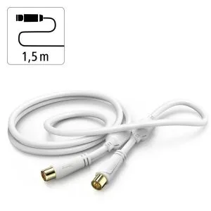 Hama Antenna Cable, Coax Plug - Coax Socket, gold-plated, 1.5 m, 100 dB
