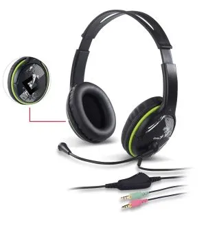 Genius Headset HS-400A - 3.5 mm, Mic, Black/Green