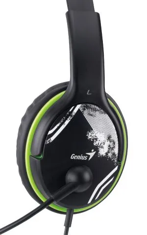 Genius Headset HS-400A - 3.5 mm, Mic, Black/Green