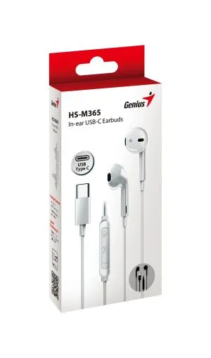 Genius слушалки тапи In-ear Earbuds HS-M365 - USB-C, White