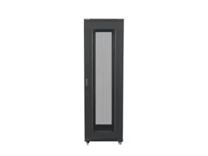 Комуникационен шкаф Lanberg rack cabinet 19" free-standing 42U / 800x800 self-assembly flat pack with mesh door, black