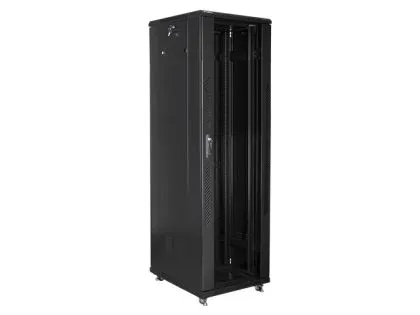 Комуникационен шкаф Lanberg rack cabinet 19" free-standing 42U / 600x800 self-assembly flat pack, black