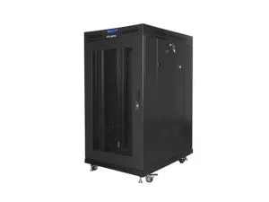 Комуникационен шкаф Lanberg rack cabinet 19" free-standing 22U/800x1000 (flat pack) with mesh door lcd black v2