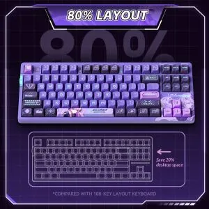 VGN безжична геймърска механична клавиатура Wireless Gaming Mechanical Keyboard - V87 Starry Sky - Dynamic Silver Switches [Linear]