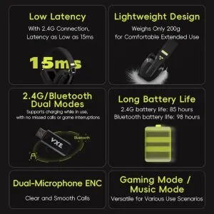 VGN безжични геймърски слушалки Wireless Gaming Headphones - SIREN V1 White - Bluetooth 5.3, 2.4G