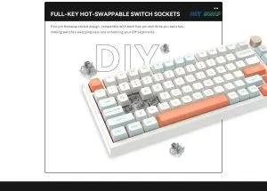 VGN професионална геймърска механична клавиатура Professional Gaming Mechanical Keyboard N75 RGB Jelly Orange - Power Silver Switches [Linear]