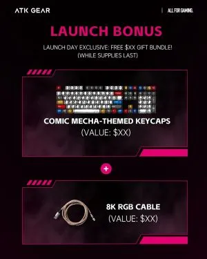 ATK професионална геймърска механична клавиатура Professional Gaming Mechanical Keyboard RS6 - 8K, Gateron Jade Pro Switches [Linear] - Black