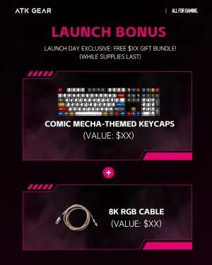 ATK професионална геймърска механична клавиатура Professional Gaming Mechanical Keyboard RS6 - 8K, Gateron Jade Pro Switches [Linear] - White