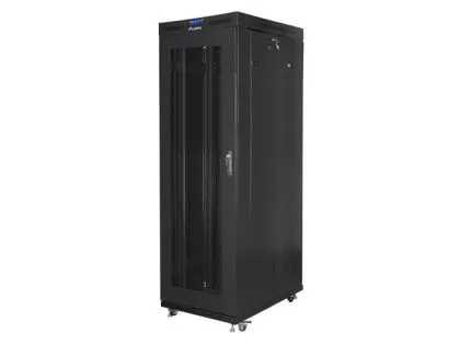 Комуникационен шкаф Lanberg rack cabinet 19" free-standing 27U/800x1200 (flat pack) with mesh door lcd black