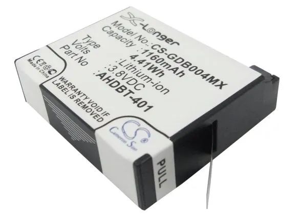Camera Battery for GOPRO Hero 4; HERO 4 Plus  AHDBT-401  3,8V 1160mAh   LIIon Cameron Sino