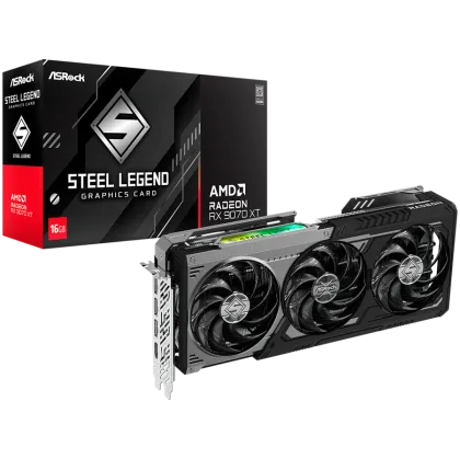 ASROCK Video Card AMD Radeon RX 9070 XT Steel Legend Dark 16GB GDDR6, 256-bit, 3x DisplayPort 2.1a, 1x HDMI 2.1b, 298 x 131 x 58 mm, 2.9-slot, recomended PSU 800W, 2x 8-pin pwoer connector, 90-GA5VZZ-00UANF