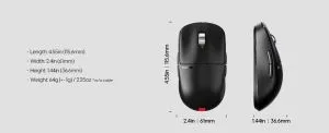 Pulsar професионална геймърска мишка Wireless Gaming Mouse X2A v3 eS Size1 Black 8K, OLED Display, Tournament Edition