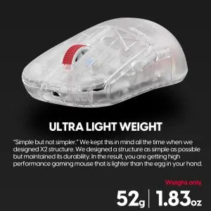 Pulsar професионална геймърска мишка Wireless Gaming Mouse X2H Mini Superclear [LTD 3000] - 1K