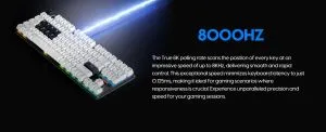 Pulsar професионална геймърска механична клавиатура Professional Gaming Mechanical Keyboard PCMK 2 HE TKL ANSI White - 8K, Gateron Magnetic Switches [Linear]