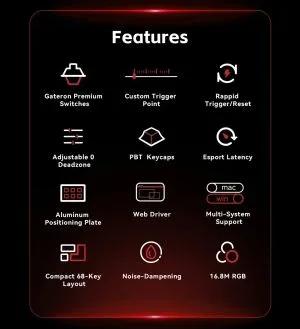 Madlions професионална геймърска механична клавиатура Professional Gaming Mechanical Keyboard FIRE 68 ULTRA - 8K, Gateron Magnetic Jade Switches - Black