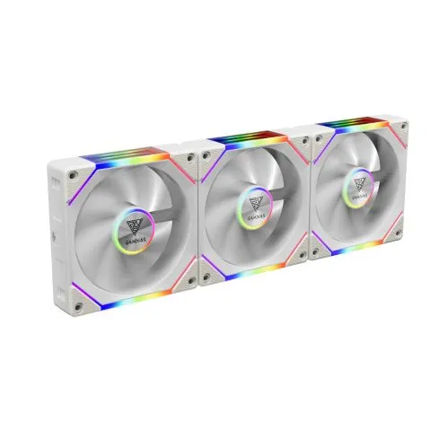 Gamdias Fan Pack 3-in-1 3x120mm - AEOLUS P2-1203 White, Swappable Fan Blades (Reverse Fan Blades Included), Daisy-Chain, Infinity Mirror