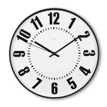 Hama "Formentera" Wall Clock, &Oslash; 35 cm, No Ticking, black/white
